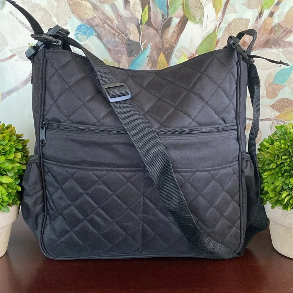 JL CHILDRESS🖤BLACK🖤QUILTED TOTE N STROLL ESSENTIALS DIAPER 🍼BABY🍼 BAG🌟NWT🌟